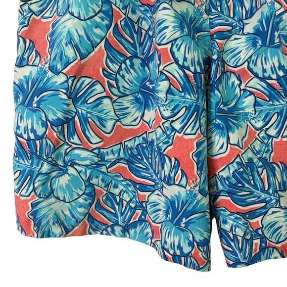 Vineyard Vines Tropical Blue Hibiscus Swim Trunks Elastic Waist Lined Size M - Picture 8 of 11